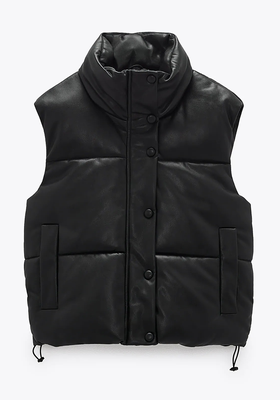 Faux Leather Puffer Gilet from Zara