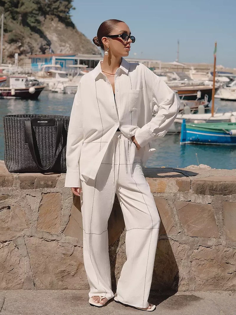 Genevive Black Embroidery Long Sleeve Beach Shirt Co-Ord, £44 