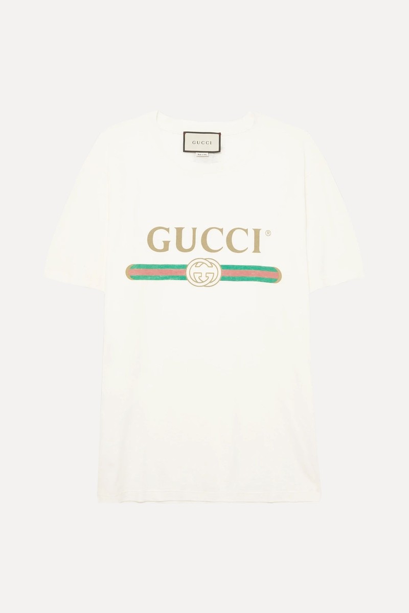 Oversized Appliquéd Printed Cotton-Jersey T-Shirt from Gucci