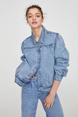 Denim Jacket With Pleated Detailing from Pull & Bear
