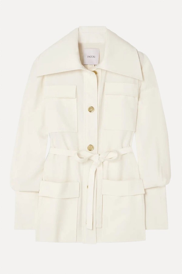 Belted Wool-Blend Twill Jacket from Patou