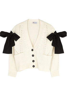 Bow-Embellished Wool-Blend Cardigan from RED Valentino