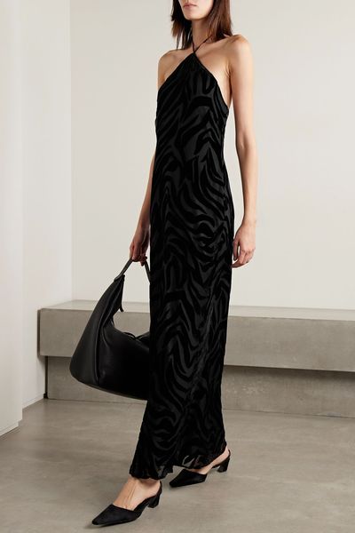 Leanne Devoré-Velvet Halterneck Maxi Dress from Anine Bing