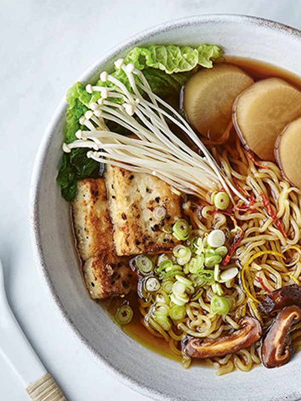 Mushroom Dashi Ramen With Vegetables & Fried Tofu