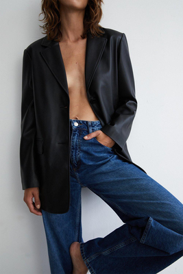 Single Breasted Modern Faux Leather Blazer  from Warehouse 