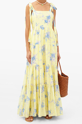 Burrows Floral-Print Cotton-Blend Maxi Dress from LoveShackFancy