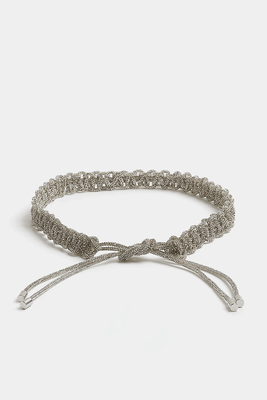  Silver Diamante Weave Belt from River Island