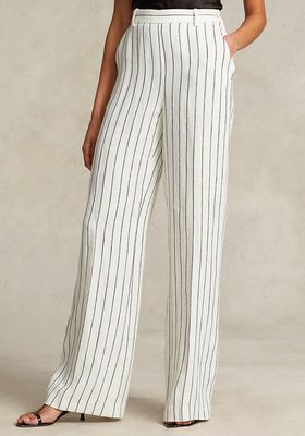 Striped Linen Jacquard Straight Pant