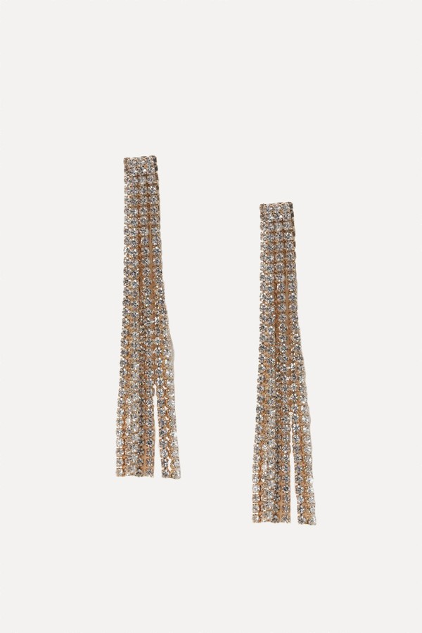 Rhinestone Fringe Drop Earrings from M&S