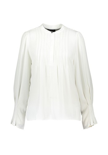 White Pleat Panel Blouse