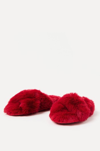 Crossover Faux Fur Slippers from Oliver Bonas