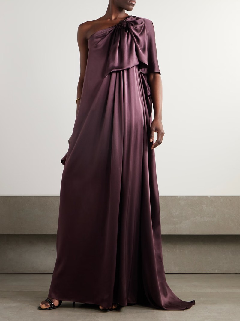 Aeris Draped One-Shoulder Silk-Satin Gown from ROKSANDA