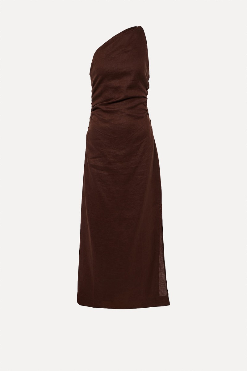 Jomana One-Shoulder Linen Midi Dress from Faithfull