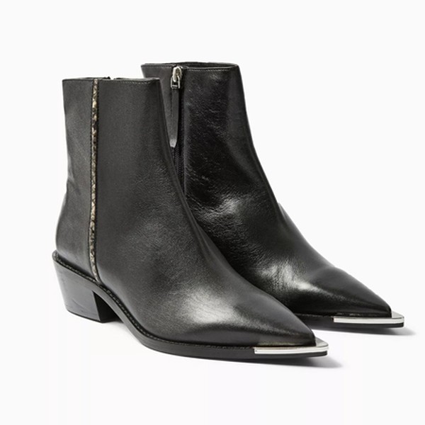 Leather Black Point Boots
