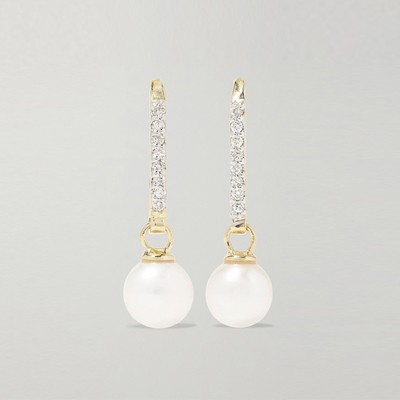 14-Karat Gold, Pearl & Diamond Earrings from Mateo