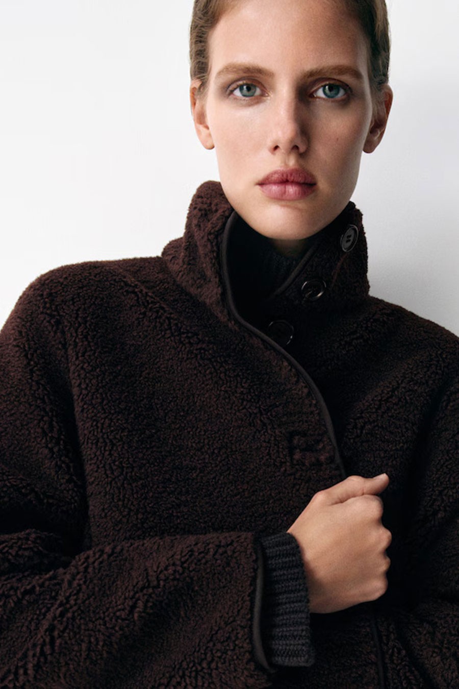 Funnel-Neck Teddy Jacket