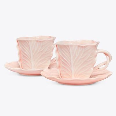 Pink Lettuce Ware Cup & Saucer from Tory Burch