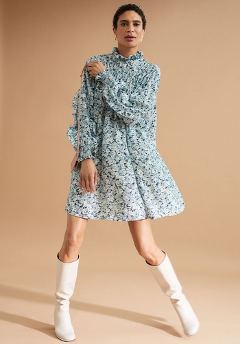 A-Line Dress In Grey/Blue Floral  from H&M 