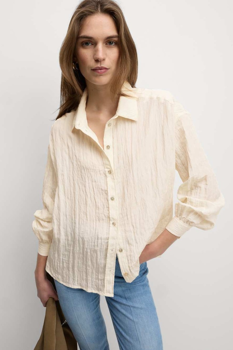 Crinkle Textured Collared Shirt