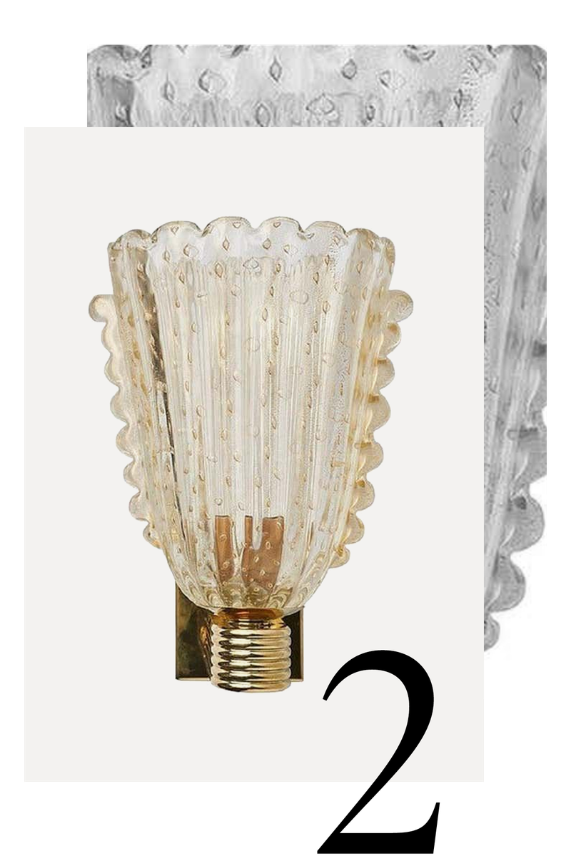 Pair Of Modern Gold Colored Murano Glass Wall Lamps from 1st Dibs