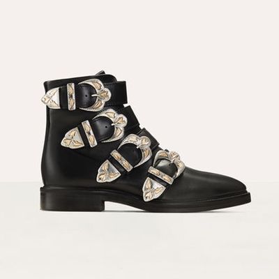 Multi-Strap Leather Booties from Maje