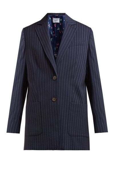 Alfie Pinstripe Single-Breasted Wool-Blend Blazer from Racil