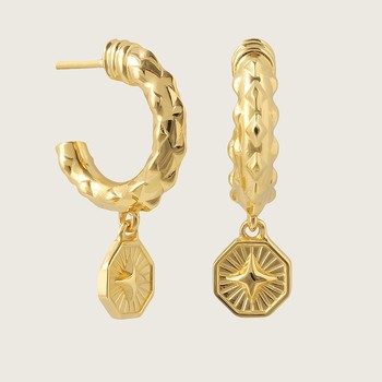 Gold Theia Charm Hoops