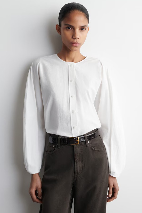 Gathered Pima Cotton Blouse