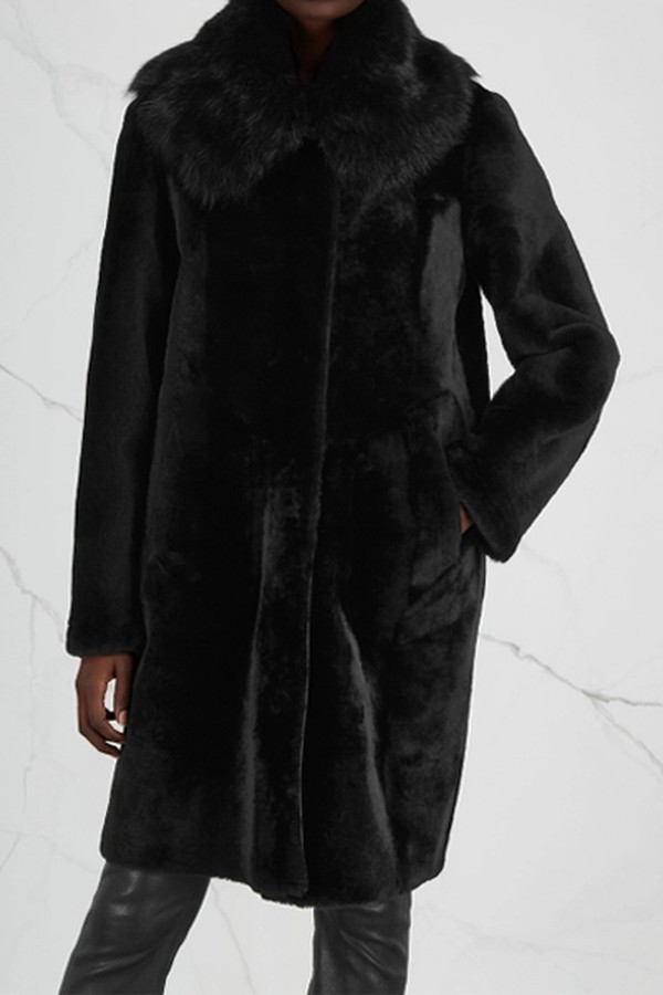 Black Reversible Shearling Coat from Dom Goor X MERCER7