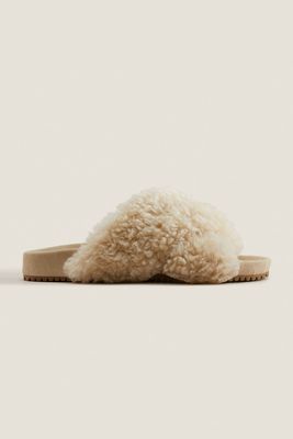Faux Fur Crossover Sandals from Zara