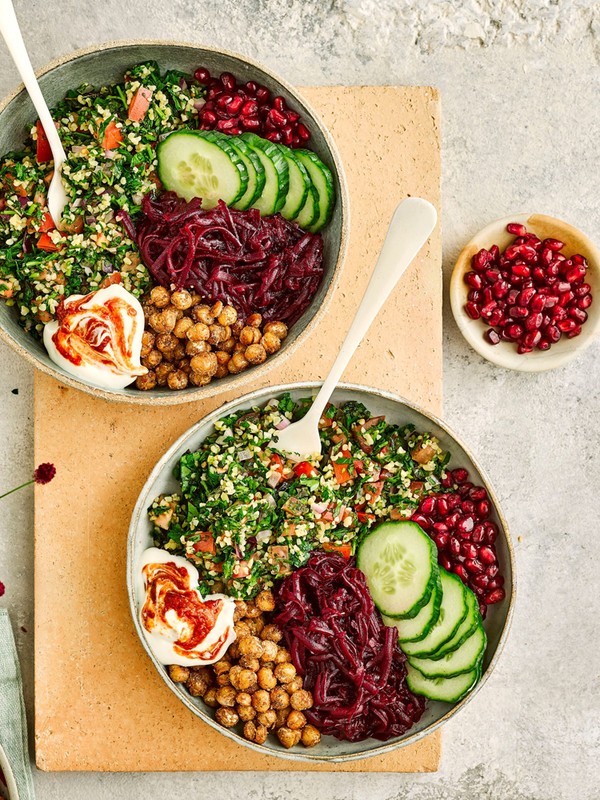 Sweet & Smoky Shredded Beetroot Middle-Eastern Buddha Bowl 