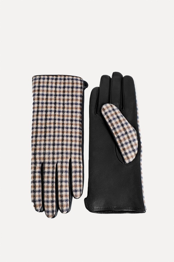 Checked Wool & Leather Gloves from COS