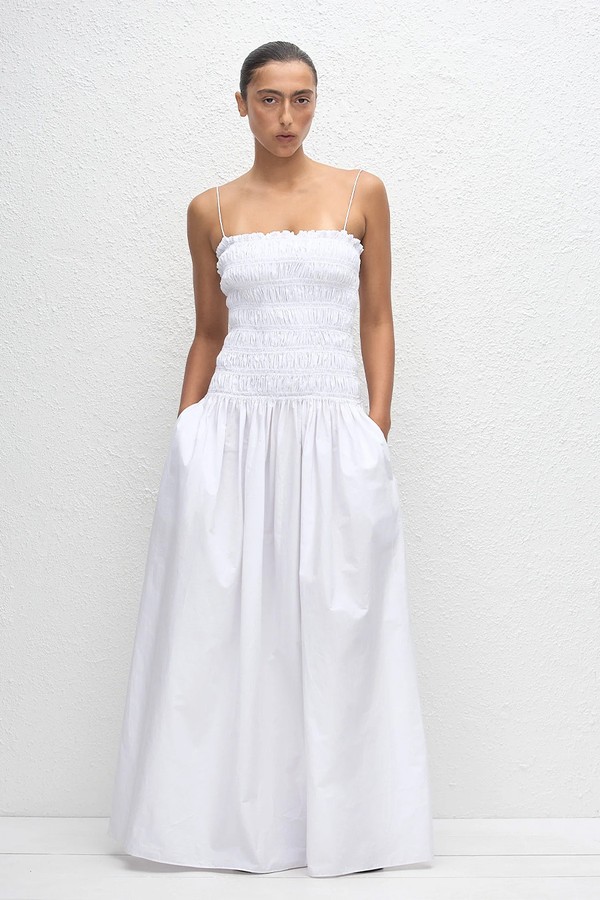 Shirred Drop Waist Dress from Matteau