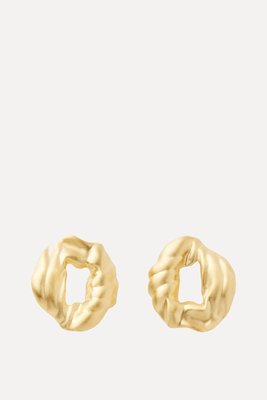 18ct Gold-Plated Crumpled Stud Earrings from Completedworks