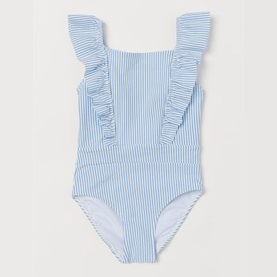 Flounced Swimsuit Light Blue from H&M