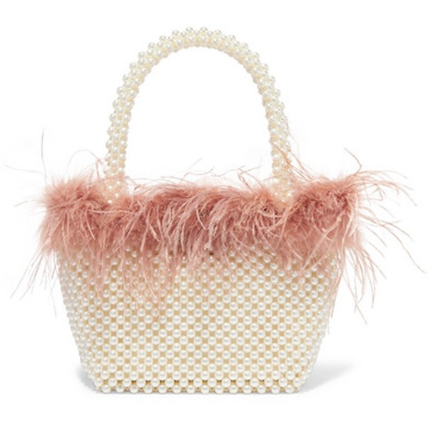 Mina Small Feather-Trimmer Faux Pearl Tote from Loeffler Randall