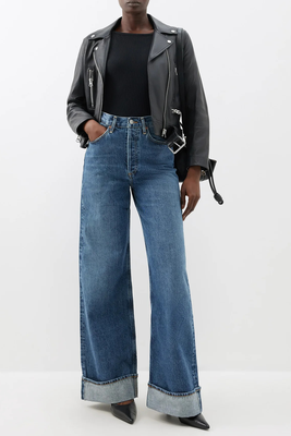 Dame Cuffed Organic-Cotton Wide-Leg Jeans from Agolde