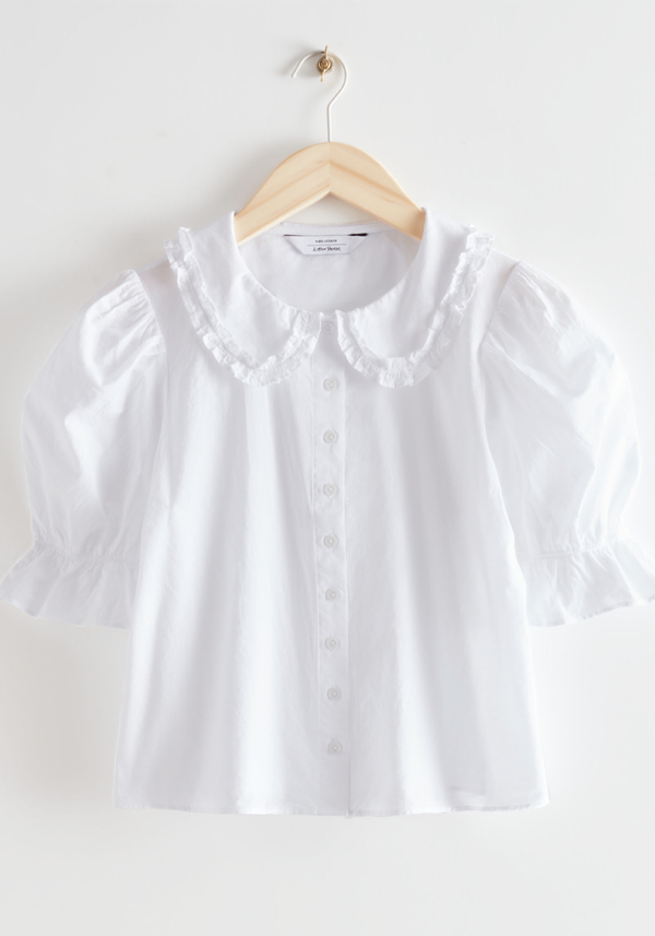 Ruffle Collar Puff Sleeve Blouse