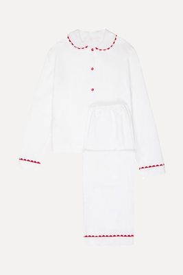 100% Cotton Poplin White Long Pyjamas from Sarah Brown