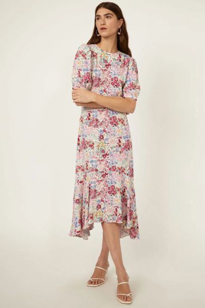 Floral Drop Hem Midi Dress from Warehouse