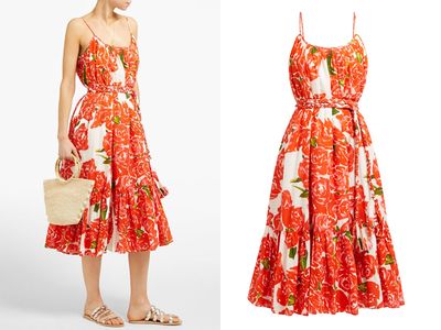 Lea Floral-Print Cotton-Voile Midi Dress