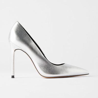 Metallic Leather High Heel Shoes from Zara