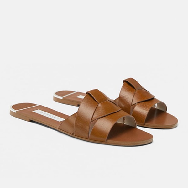 Leather Crossover Sandals from Zara