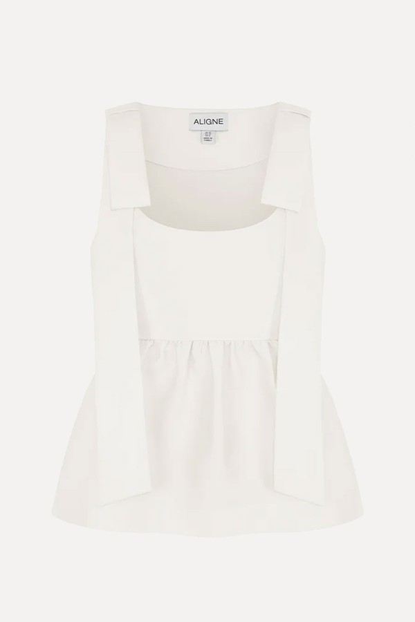 Alina Bow Peplum Satin Top