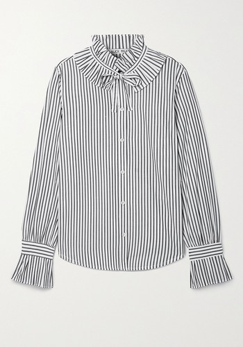 Aurora Ruffled Striped Cotton-Poplin Shirt from Alex Mill