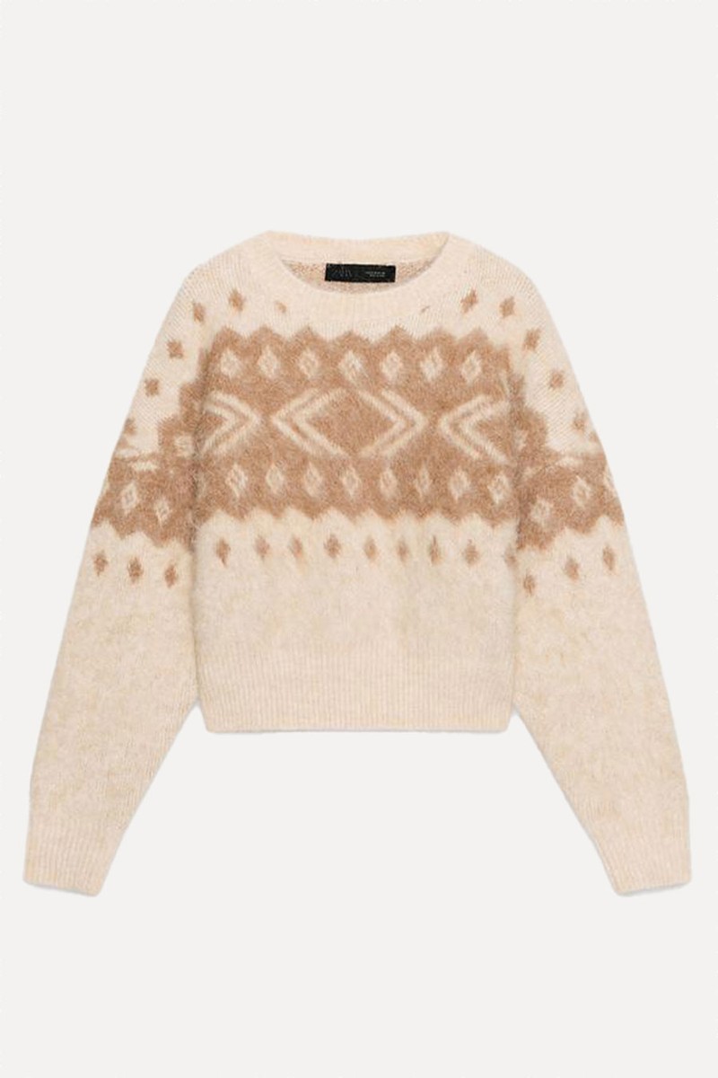 Brushed Effect Jacquard Knit Jumper from Zara