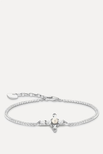 Silver Bracelet With White Cross Romance