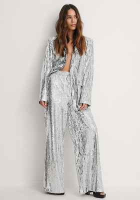 Flowy Sequin Pants Silver from Na-kd