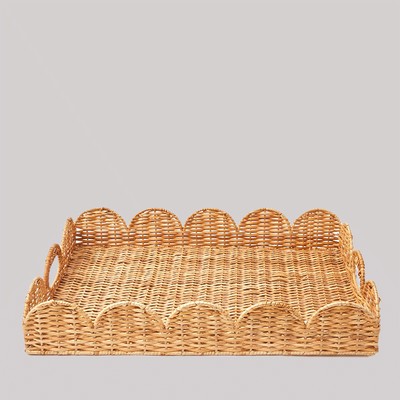 Natural Scalloped Rattan Tray from Mrs Alice