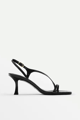 High-Heel Leather Sandals With Criss Cross Strap from Massimo Dutti